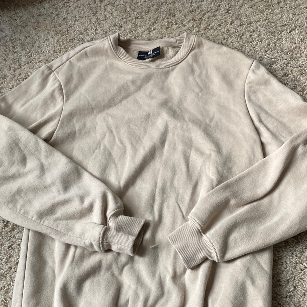 Beige Relaxed Fit Crewneck Sweatshirt